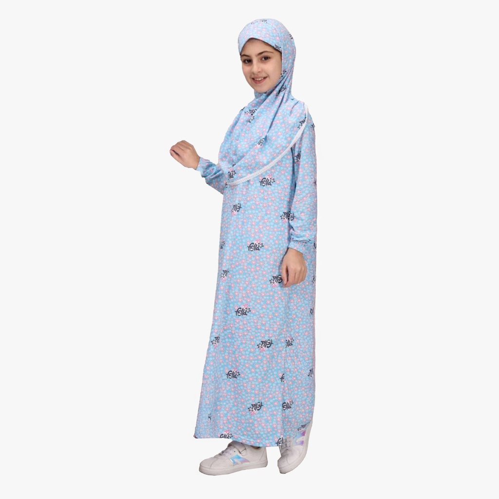 Girls Kids Prayer Dress Bow Tie 100% Cotton Sleeveless One Piece Blue