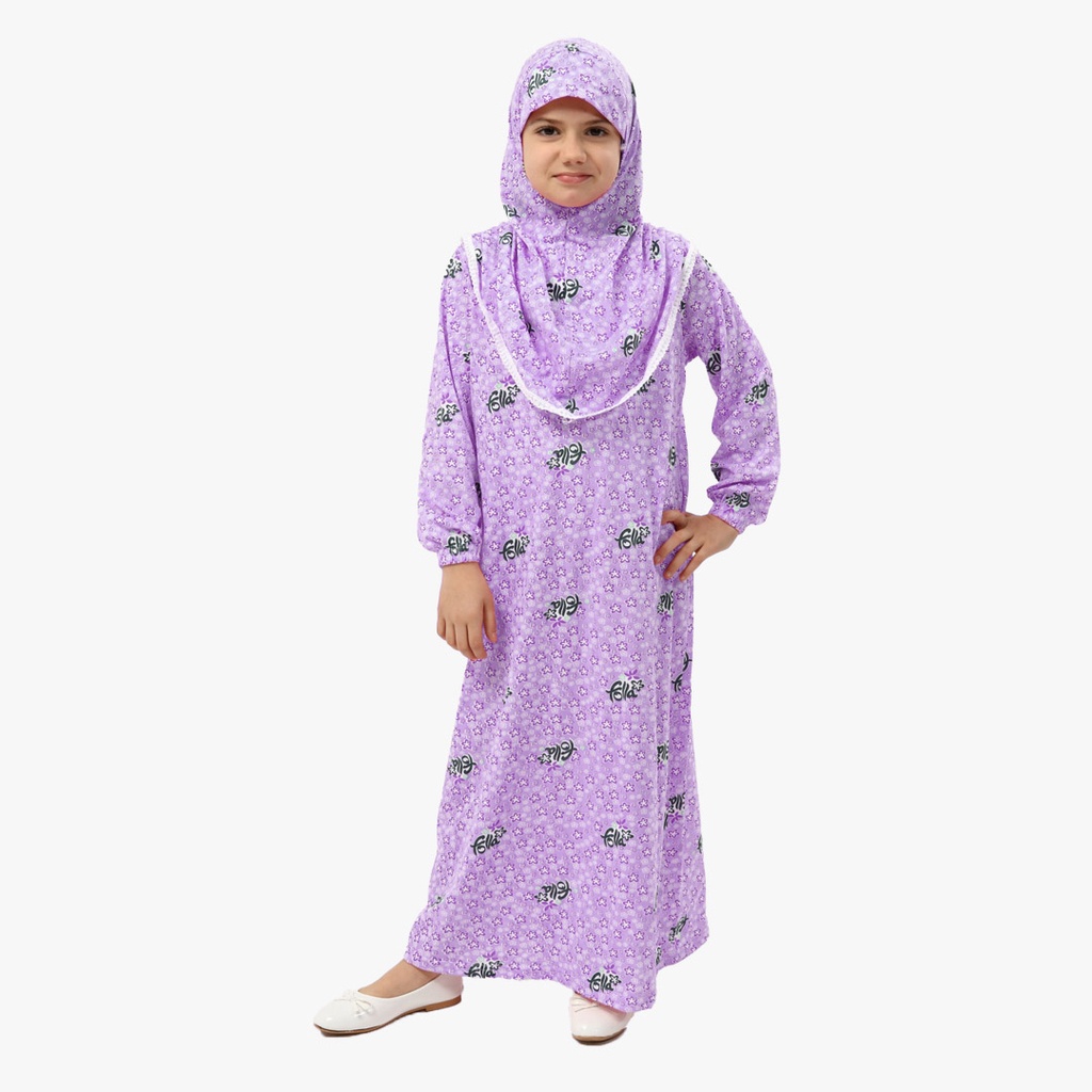 Girls Kids Prayer Dress Bow Tie 100% Cotton Sleeveless One Piece Purple