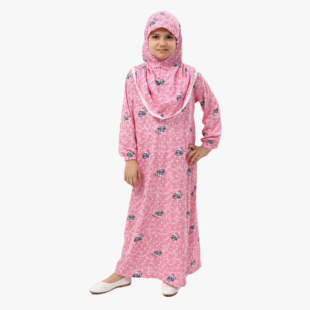 Kids Prayer Dress For Girls Fulla 100% Cotton Sleeveless One Piece Pink