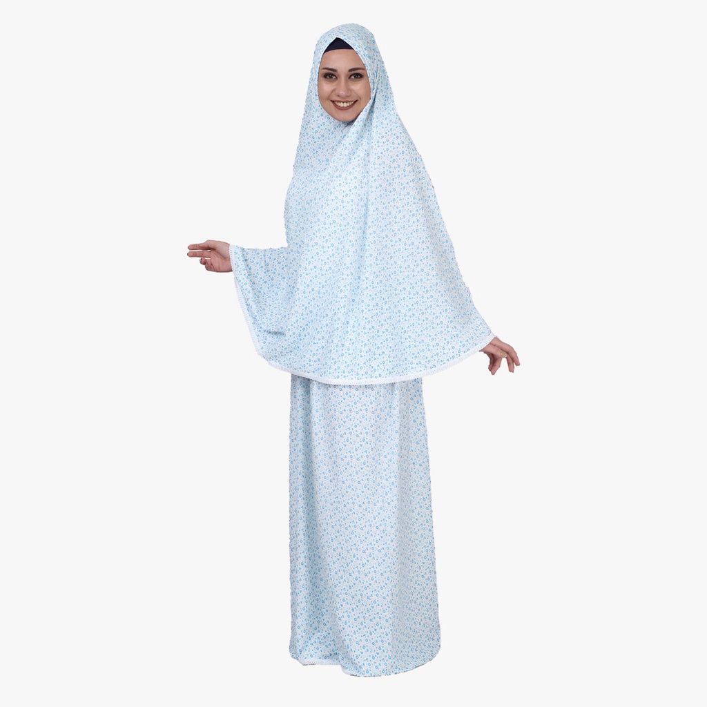 [P10061-Turkuvaz] Two Piece Pamuklu Prayer Dress Sleeveless Comfortable Practical Turquoise