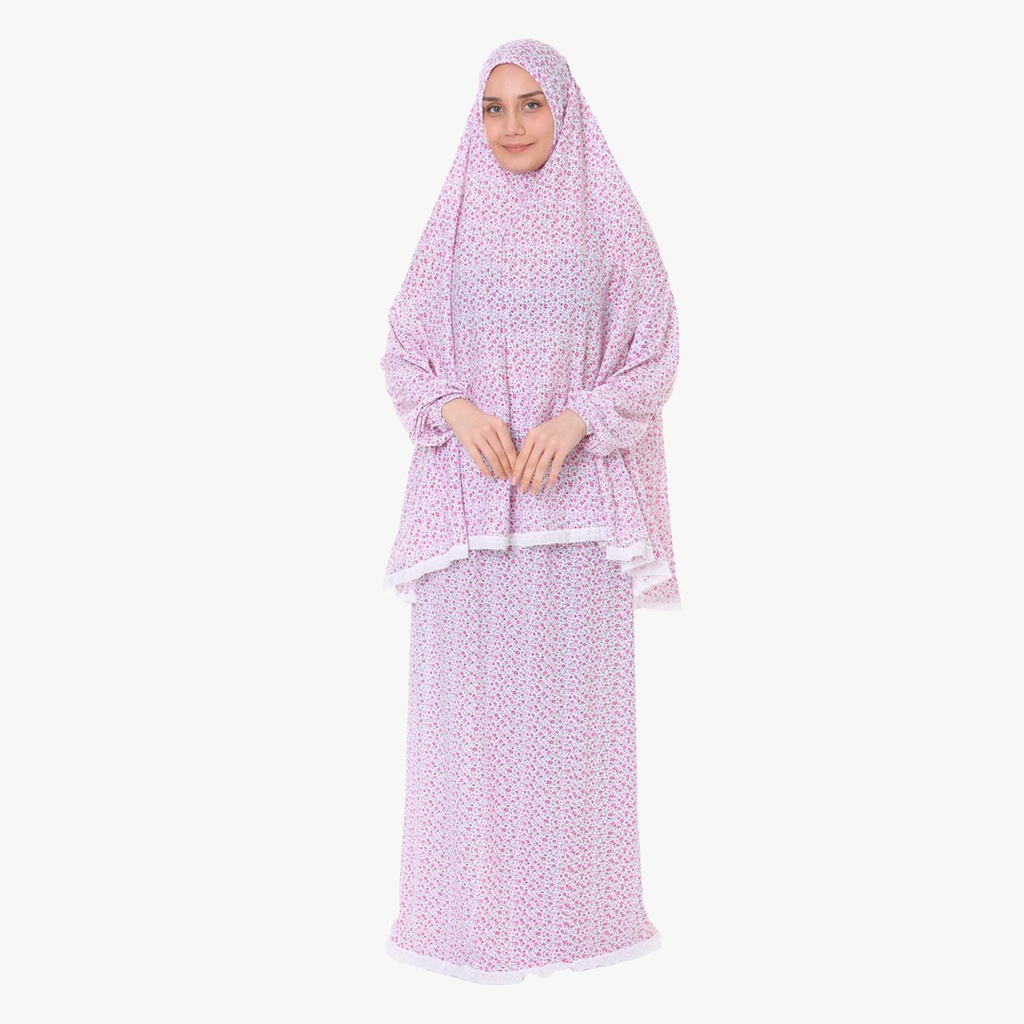 [P10091-Pembe] Two Piece Prayer Dress 100% Cotton Comfortable Practical Pink
