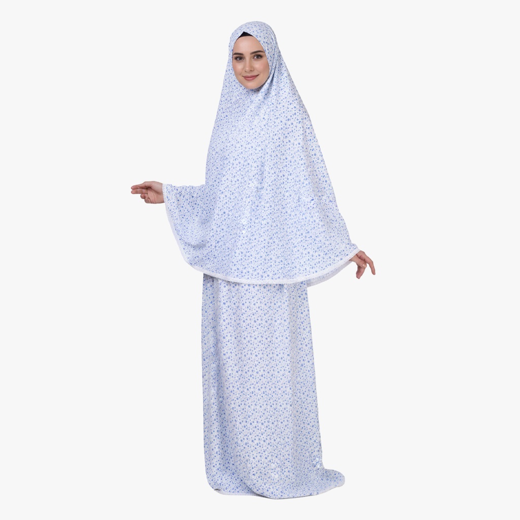 [P10081-Mavi] Two Piece Prayer Dress 100% Cotton Sleeveless Comfortable Practical Blue
